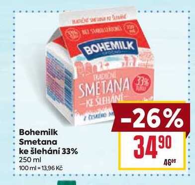 Bohemilk Smetana ke šlehání 33% 250 ml 