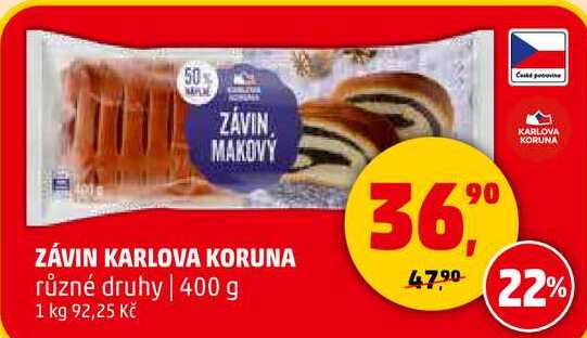 ZÁVIN KARLOVA KORUNA různé druhy, 400 g 
