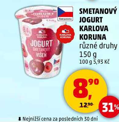SMETANOVÝ JOGURT KARLOVA KORUNA různé druhy, 150 g 