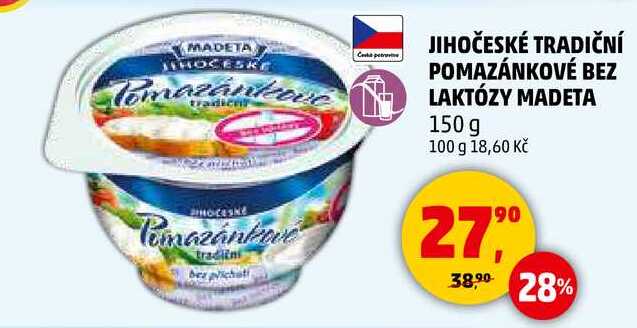 JIHOČESKÉ TRADIČNÍ POMAZÁNKOVÉ BEZ LAKTÓZY MADETA, 150 g 