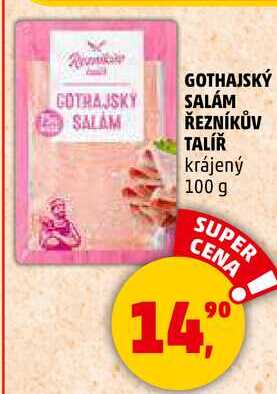 GOTHAJSKÝ SALÁM ŘEZNÍKŮV TALÍŘ krájený, 100 g 