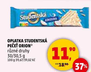 OPLATKA STUDENTSKÁ PEČEŤ ORION různé druhy, 30/30,5 g 