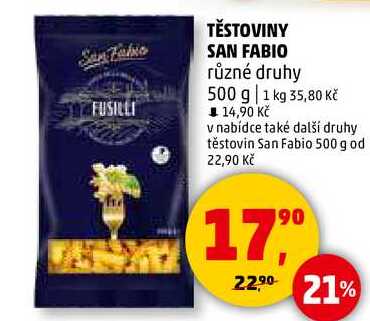 TĚSTOVINY SAN FABIO různé druhy, 500 g  