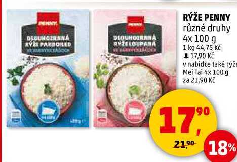 RÝŽE PENNY různé druhy, 4x 100 g 