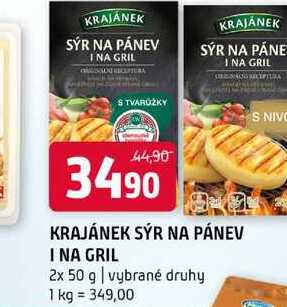 Krajánek sýr na pánev i na gril 2x 50 g vybrané druhy