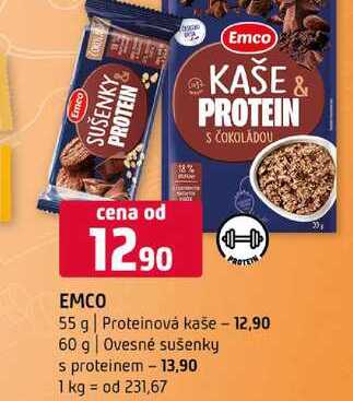 Emco 55 g Proteinová kaše 60 g Ovesné sušenky s proteinem 