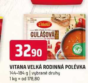 Vitana Velká rodinná polévka, vybrané druhy 144-184g