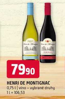 Henri de montignac 0,75l vino vybrané druhy