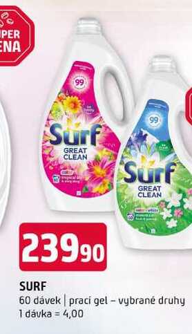 SURF 60 dávek prací gel vybrané druhy 