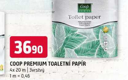 COOP PREMIUM TOALETNÍ PAPÍR 4x 20 m 3vrstvý