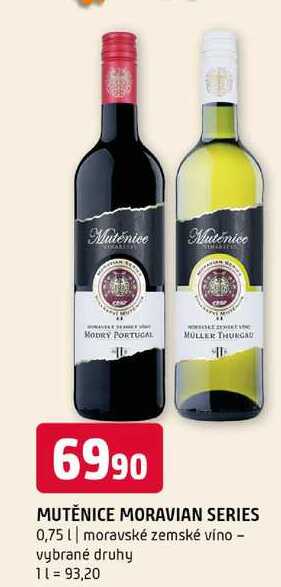 MUTĚNICE MORAVIAN SERIES 0.75l moravske zemské vino vybrané druhy