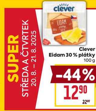 Clever Eidam 30% plátky 100 g