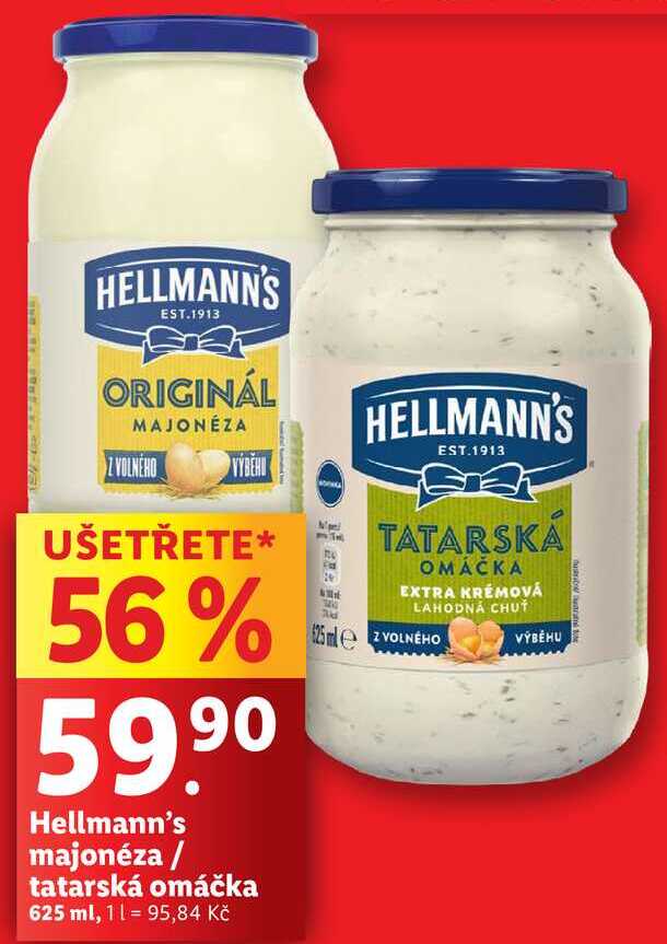 Hellmann's majonéza/tatarská omáčka, 625 ml