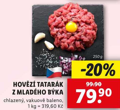 HOVĚZÍ TATARÁK Z MLADÉHO BÝKA, 250 g