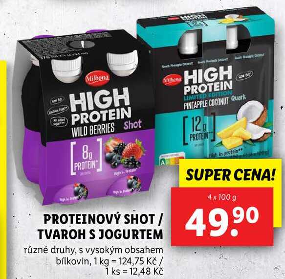 PROTEINOVÝ SHOT/TVAROH S JOGURTEM, 4x 100 g