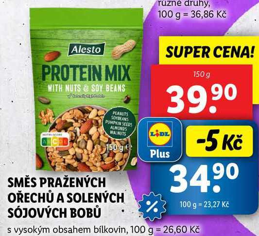 SMĚS PRAŽENÝCH OŘECHŮ A SOLENÝCH SÓJOVÝCH BOBŮ, 150 g