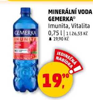 MINERÁLNÍ VODA GEMERKA Imunita, Vitalita, 0,75 l