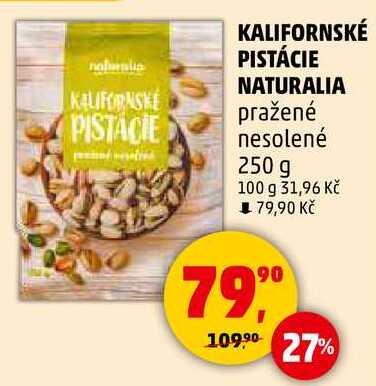 KALIFORNSKÉ PISTÁCIE NATURALIA pražené nesolené, 250 g  