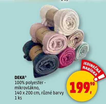 DEKA 100% polyester - mikrovlákno, 140 x 200 cm, různé barvy, 1 ks  
