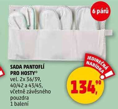 SADA PANTOFLÍ PRO HOSTY vel. 2x 36/39, 40/42 a 43/45, včetně závěsného pouzdra, 1 balení 