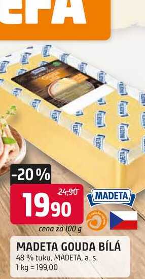 MADETA GOUDA BÍLÁ 48% tuku, 100g