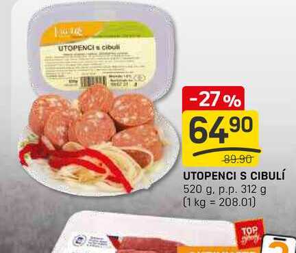UTOPENCI S CIBULÍ 520 g. p.p. 312 g