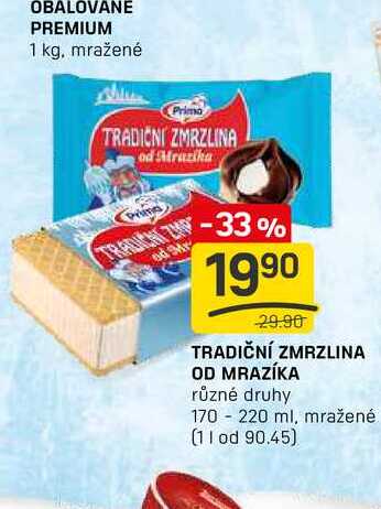 TRADIČNÍ ZMRZLINA OD MRAZÍKA různé druhy 170 -220 ml