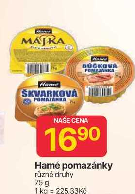Hamé pomazánky různé druhy 75 g 