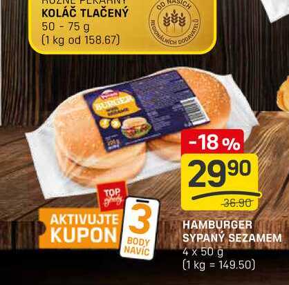 HAMBURGER SYPANÝ SEZAMEM 4 x 50 g