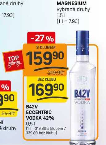 B42V ECCENTRIC VODKA 42% 0,5l