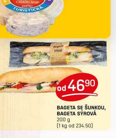BAGETA SE ŠUNKOU, BAGETA SÝROVÁ 200 g 