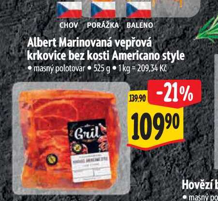  Albert Marinovaná vepřová krkovice bez kosti Americano style  525 g