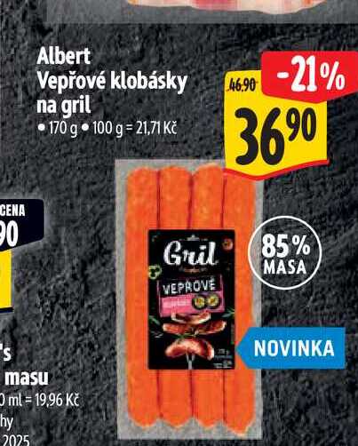 Albert Vepřové klobásky na gril 170 g
