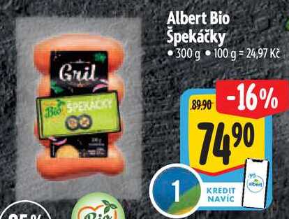 Albert Bio Špekáčky, 300 g 