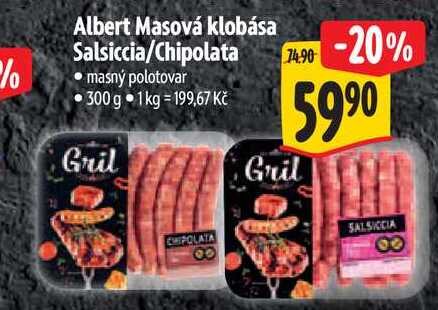 Albert Masová klobása Salsiccia/Chipolata, 300 g