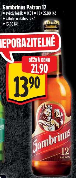 Gambrinus Patron 12, 0,5 l  v akci