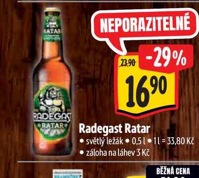   Radegast Ratar  0,5 l