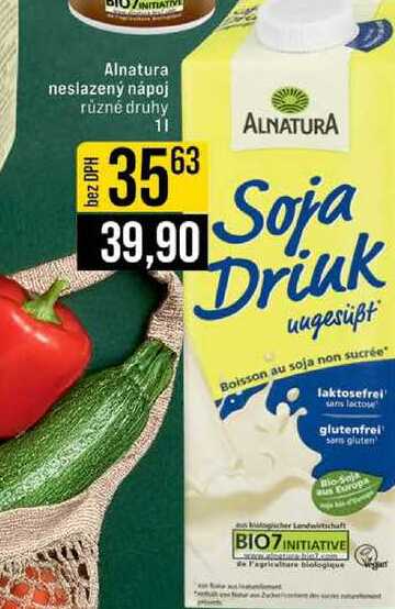 Alnatura neslazený nápoj různé druhy 1l