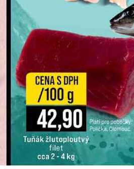Tuňák žlutoploutvý filet cca 2-4 kg 100g