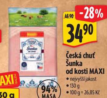 Česká chuť Šunka od kosti MAXI, 130 g