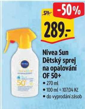 Nivea Sun Dětský sprej na opalování OF 50+, 270 ml