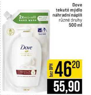 Dove tekuté mýdlo náhradní náplň různé druhy 500 ml 