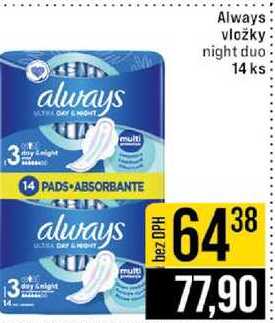 Always vložky night duo 14 ks