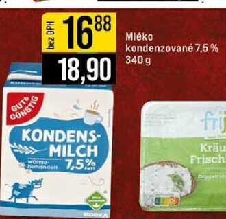 Mléko kondenzované 7,5 % 340g 