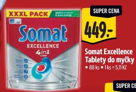 Somat Excellence Tablety do myčky, 88 ks 