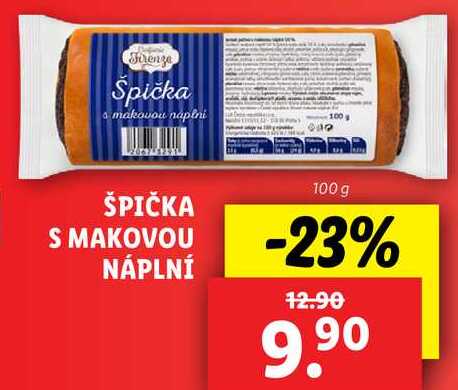 ŠPIČKA S MAKOVOU NÁPLNÍ, 100 g 