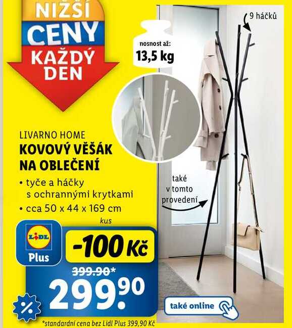 KOVOVÝ VĚŠÁK NA OBLEČENÍ 