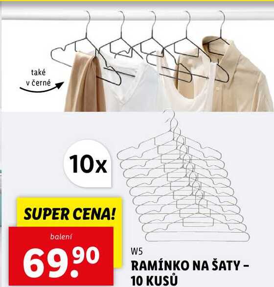RAMÍNKO NA ŠATY - 10 KUSŮ 