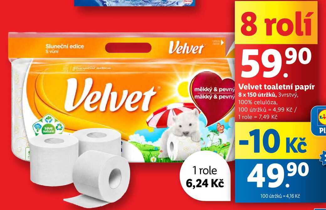 Velvet toaletní papír, 8 rolí