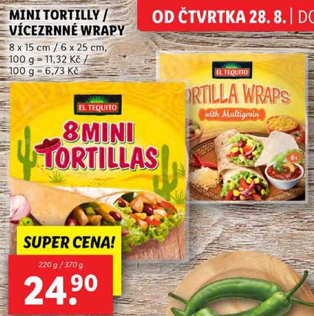 MINI TORTILLY/VÍCEZRNNÉ WRAPY, 220 g/370 g